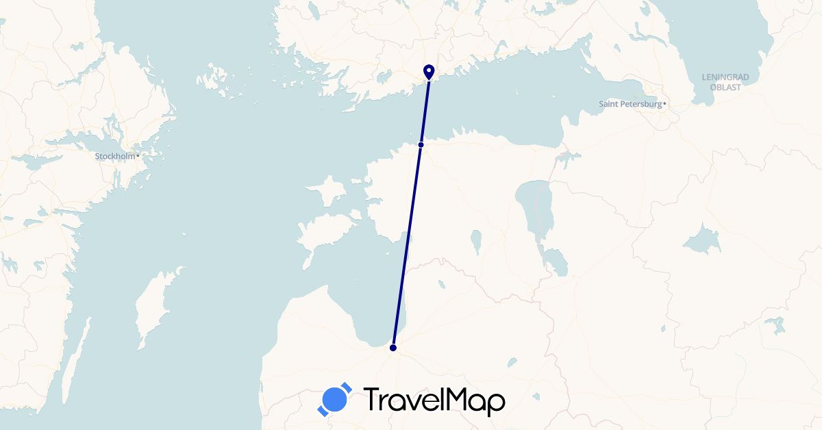 TravelMap itinerary: driving in Estonia, Finland, Latvia (Europe)